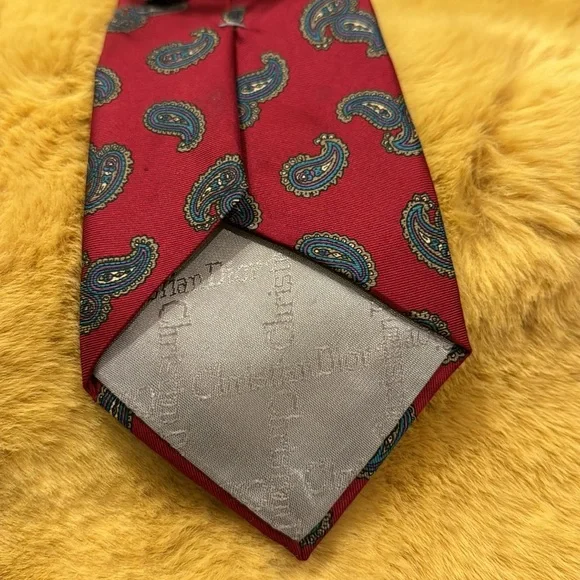 Christian Dior Paisley Neck Tie USED - Picture 2 of 5